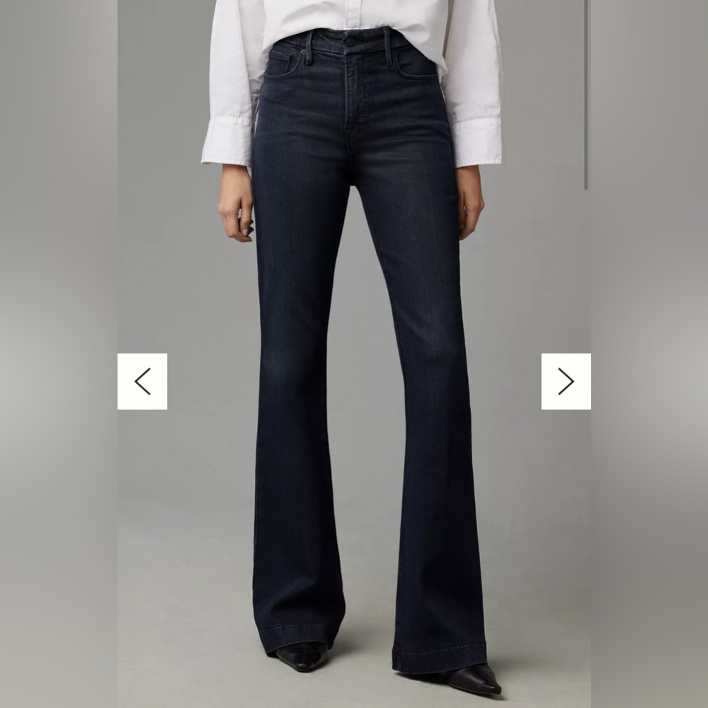 Good American Good Legs High-Rise Flare Jeans- Size 12- Dark Denim